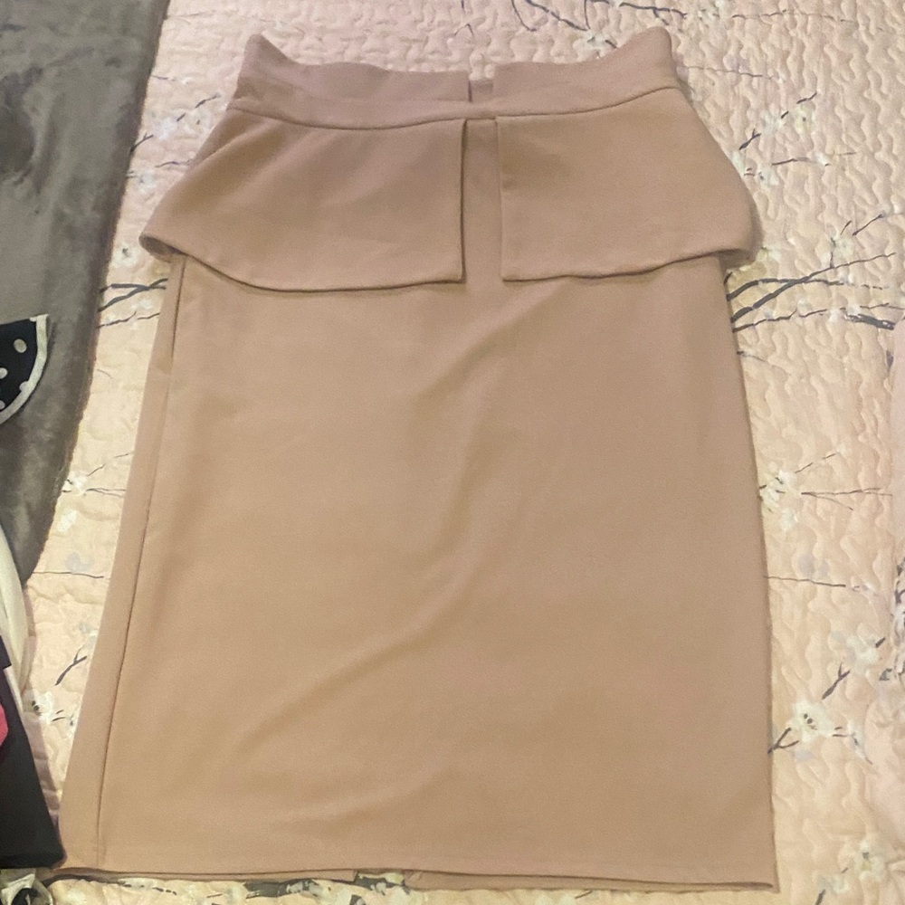 Elegant Blush pink Peplum Pencil Skirt - Women